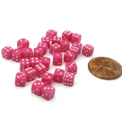 30 Deluxe Rounded Corner Six Sided D6 5mm .197 Inch Small Tiny Dice - Pink - Your Source for Gaming Essentials