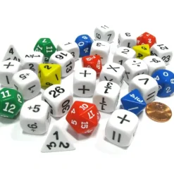 31 Piece Math Classroom Dice Set - Add Subtract Multiply Divide Whole Fractions - Your Source for Gaming Essentials