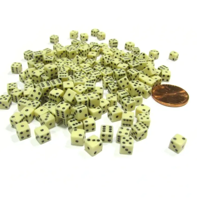 200 Six Sided D6 5mm .197 Inch Die Small Tiny Mini Miniature Ivory Dice - Your Source for Gaming Essentials