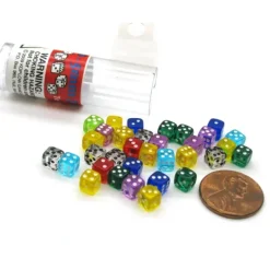 30 Six Sided D6 5mm .197 Inch Transparent Die Tiny Mini MultiColored Clear Dice - Your Source for Gaming Essentials