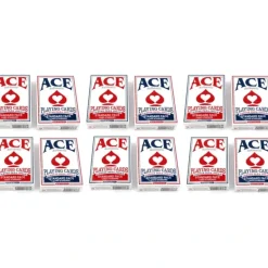 Ace Standard Size Playing Cards with Standard Faces - 6 Red Decks, 6 Blue Decks - Your Source for Gaming Essentials
