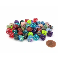 Bag of 50 Assorted Loose Mini 10mm D10 Dice - Your Source for Gaming Essentials