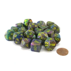 Bag of 20 Festive Polyhedral Dice - Rio with Yellow Numbers - Your Source for Gaming Essentials