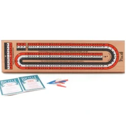 Bicycle 3 Track Wooden Cribbage Board with Pegs - Your Source for Gaming Essentials