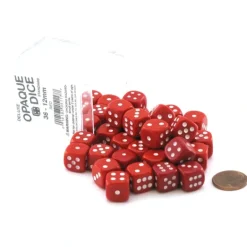 Case of 36 Deluxe Opaque Small 12mm Round Edge Dice - Red with White Pips - Your Source for Gaming Essentials