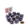 Case of 12 Deluxe Swirl 16mm Round Edge Dice - Purple with White Pips - Your Source for Gaming Essentials