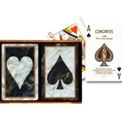 Congress Black Marble Cellutone Finish Standard 2 Pack Bridge Playing Cards - Your Source for Gaming Essentials