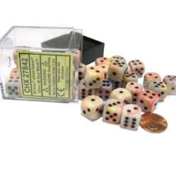 Festive 12mm D6 Chessex Dice Block (36 Dice) - Circus with Black Pips - Your Source for Gaming Essentials
