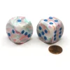 Festive 30mm Large D6 Chessex Dice, 2 Pieces - Pop Art with Blue Pips - Your Source for Gaming Essentials