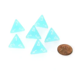 Frosted 18mm 4 Sided D4 Chessex Dice, 6 Pieces - Teal with White - Your Source for Gaming Essentials