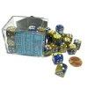Gemini 12mm D6 Chessex Dice Block (36 Dice) - Blue-Gold with White Pips - Your Source for Gaming Essentials