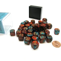 Gemini 12mm D6 Chessex Dice Block (36 Die) - Red-Teal with Gold Pips - Your Source for Gaming Essentials