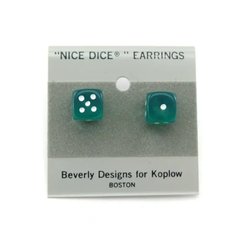 10mm Post Stud Dice Earrings - Transparent Green with White Pips - Your Source for Gaming Essentials