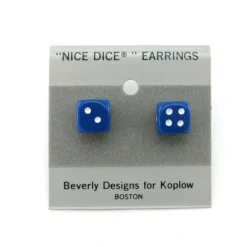 10mm Post Stud Dice Earrings - Opaque Blue with White Pips - Your Source for Gaming Essentials
