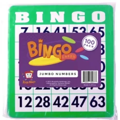 Pack of 100 Bingo Cards with Jumbo Numbers - Green - Your Source for Gaming Essentials