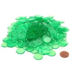 Pack of 250 Transparent Green Extra Thick 3/4" 19mm Sorting Chips - Your Source for Gaming Essentials