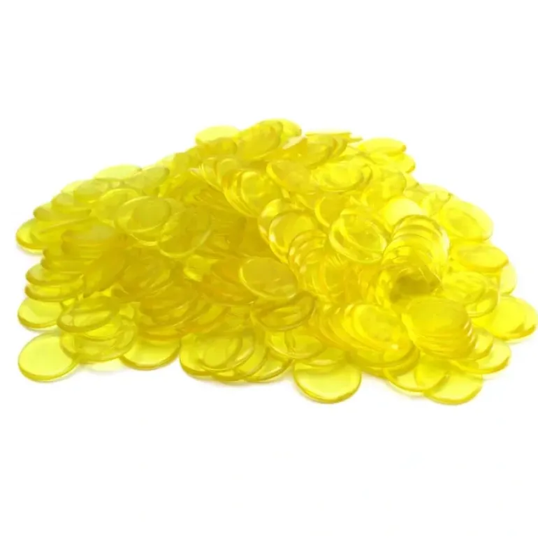Pack of 250 Transparent Yellow Extra Thick 3/4" 19mm Sorting Chips - Your Source for Gaming Essentials