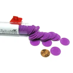 Set of 50 7/8" Easy Stacking Plastic Mini Playing Poker Chips - Purple - Your Source for Gaming Essentials