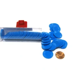 Set of 50 7/8" Easy Stacking Plastic Mini Playing Poker Chips - Blue - Your Source for Gaming Essentials