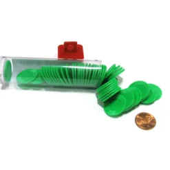 Set of 50 7/8" Easy Stacking Plastic Mini Playing Poker Chips - Green - Your Source for Gaming Essentials
