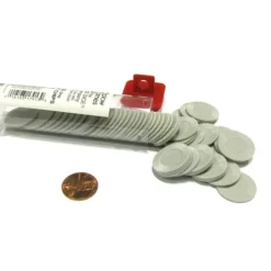 Set of 50 7/8" Easy Stacking Plastic Mini Playing Poker Chips - Gray - Your Source for Gaming Essentials