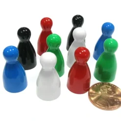 Set of 10 Halma Pawns 25mm - 2 Each of Black Blue Green Red White - Your Source for Gaming Essentials