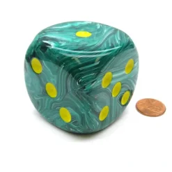 Vortex 50mm Huge Large D6 Chessex Dice, 1 Piece - Malachite Green with Yellow - Your Source for Gaming Essentials