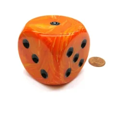 Vortex 50mm Huge Large D6 Chessex Dice, 1 Piece - Orange with Black Pips - Your Source for Gaming Essentials