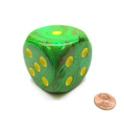 Vortex 50mm Huge Large D6 Chessex Dice, 1 Piece - Slime with Yellow Pips - Your Source for Gaming Essentials