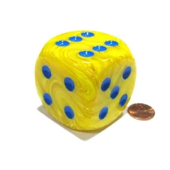 Vortex 50mm Huge Large D6 Chessex Dice, 1 Piece - Yellow with Blue Pips - Your Source for Gaming Essentials