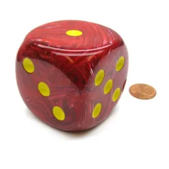 Vortex 50mm Huge Large D6 Chessex Dice, 1 Piece - Red with Yellow Pips - Your Source for Gaming Essentials