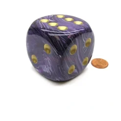 Vortex 50mm Huge Large D6 Chessex Dice, 1 Piece - Purple with Gold Pips - Your Source for Gaming Essentials