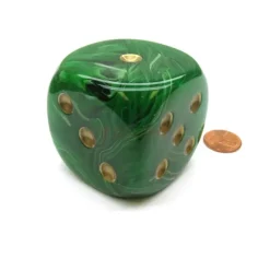 Vortex 50mm Huge Large D6 Chessex Dice, 1 Piece - Green with Gold Pips - Your Source for Gaming Essentials