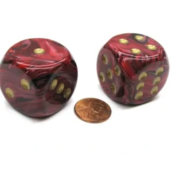 Vortex 30mm Large D6 Chessex Dice, 2 Pieces - Burgundy with Gold Pips - Your Source for Gaming Essentials