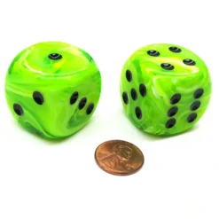 Vortex 30mm Large D6 Chessex Dice, 2 Pieces - Bright Green with Black Pips - Your Source for Gaming Essentials