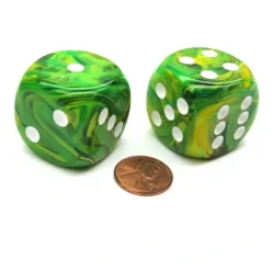 Vortex 30mm Large D6 Chessex Dice, 2 Pieces - Dandelion with White Pips - Your Source for Gaming Essentials