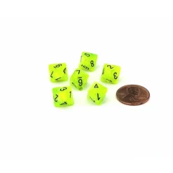 Vortex 9mm Mini 8 Sided D8 Dice, 6 Pieces - Bright Green with Black Numbers - Your Source for Gaming Essentials