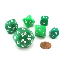 Who Knew Dice Set, 6 Pack of Unique D3, D5, D7, D16, D24, D30 Dice - Green - Your Source for Gaming Essentials