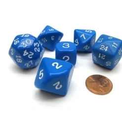 Who Knew Dice Set, 6 Pack of Unique D3, D5, D7, D16, D24, D30 Dice - Blue - Your Source for Gaming Essentials