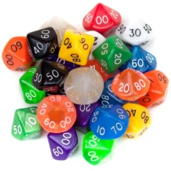Wiz Dice 25 Pack of Random D10 Tens (00) Polyhedral Dice in Multiple Colors - Your Source for Gaming Essentials
